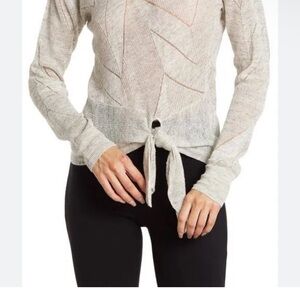 Veronica Beard Grayge - Knit Tie-Front Sweater 100% linen - NWT M